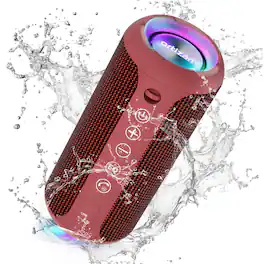 Ortizan - Bluetooth Speaker, IPX7 Waterproof,TWS Stereo Pairing, 30 Hours Playback for Camping, Beach, Workout & Bathroom - Red