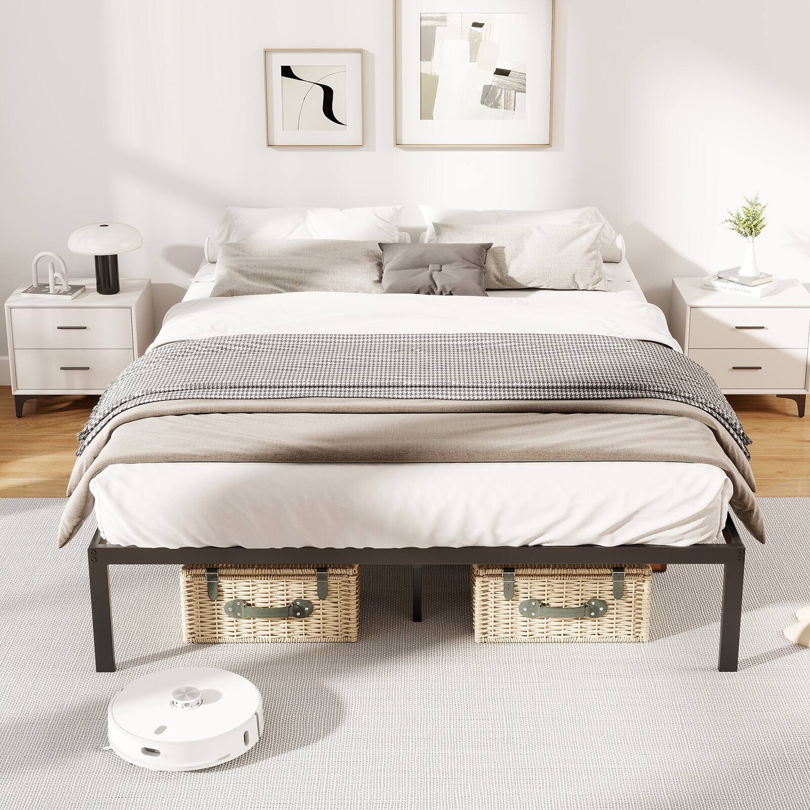 Alt View 4. Gymax - Gymax Full Size Metal Bed Frame Heavy Duty Support Slats Mattress Foundation - Black.