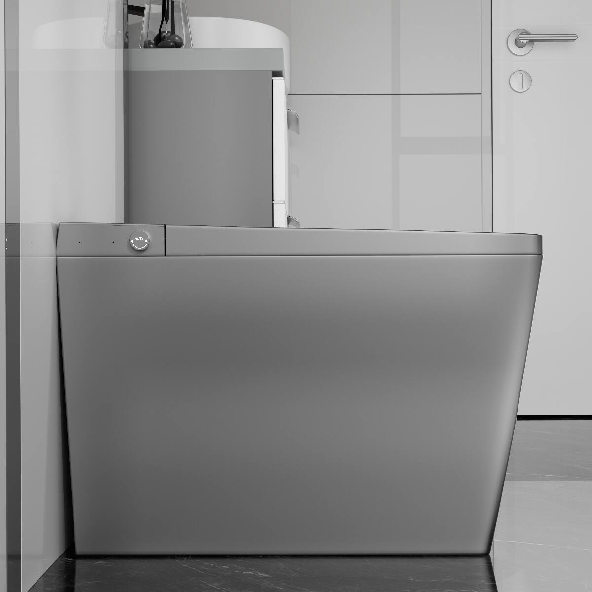 Alt View 3. Loheer - Loheer Square Smart Toilet Built In Tank Matte Gray Bidet Toilet with Remote Control - Matte Gray.
