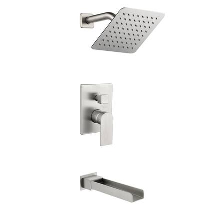 Front. Boyel Living - Brushed Shower Set 8 Inch SUS304 Top Spray Waterfall Spout Dual Water Outlet - Brushed Nickel.
