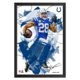 Sporticulture - Jonathan Taylor Indianapolis Colts 14" x 20" Brush Stroke Player Framed Art Print - Multicolor