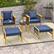 Alt View 3. Costway - 5 Pcs Patio Acacia Wood Wicker Woven Furniture Set with Coffee Table & 2 Ottomans - Navy.