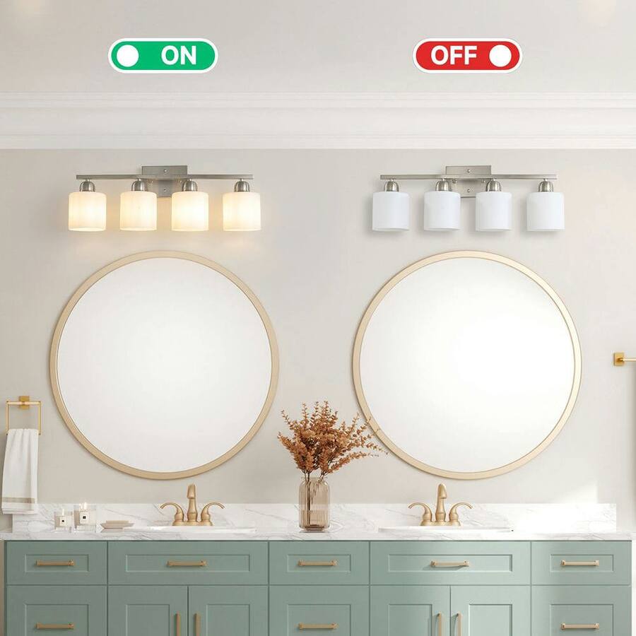 BrkNit 3 Light Modern Bathroom Light Fixtures Over Mirror, Chrome Vanity Lights for Bathroom Wall Sconces with Milky White Glass Shades, E26 Socket (Bulbs Not Included BrkNit 3 Light Modern Bathroom Light Fixtures Over Mirror, Chrome Vanity Lights for Bathroom Wall Sconces with Milky White Glass Shades, E26 Socket (Bulbs Not Included