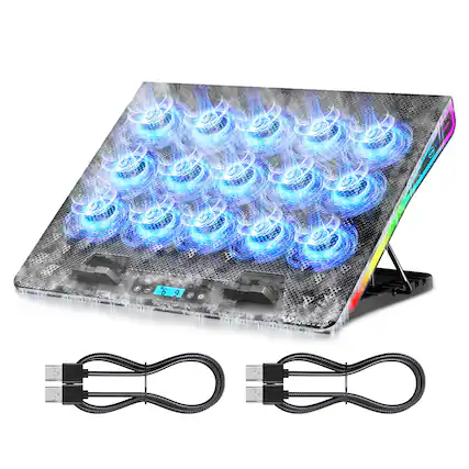 Front. HongFei - Gaming Laptop Cooling Pad and 2 USB A to A Cable Set - Black.