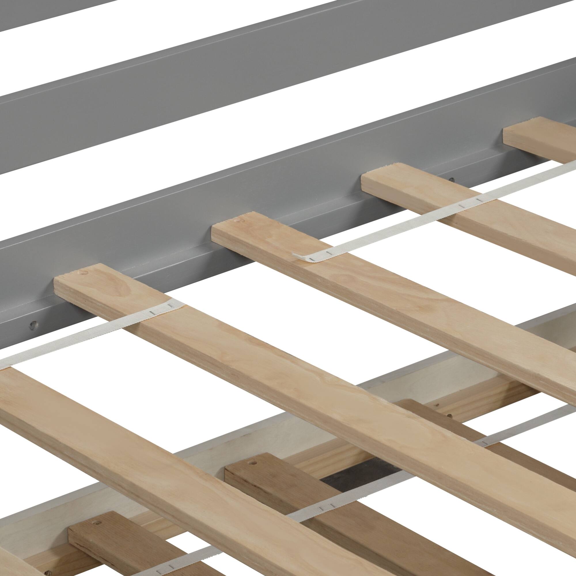 Back. GOODSILO - Twin Size Daybed with Storage Drawers, Space-Saving Sofa Bed for Bedroom and Living Room, No Box Spring Required - Gray.