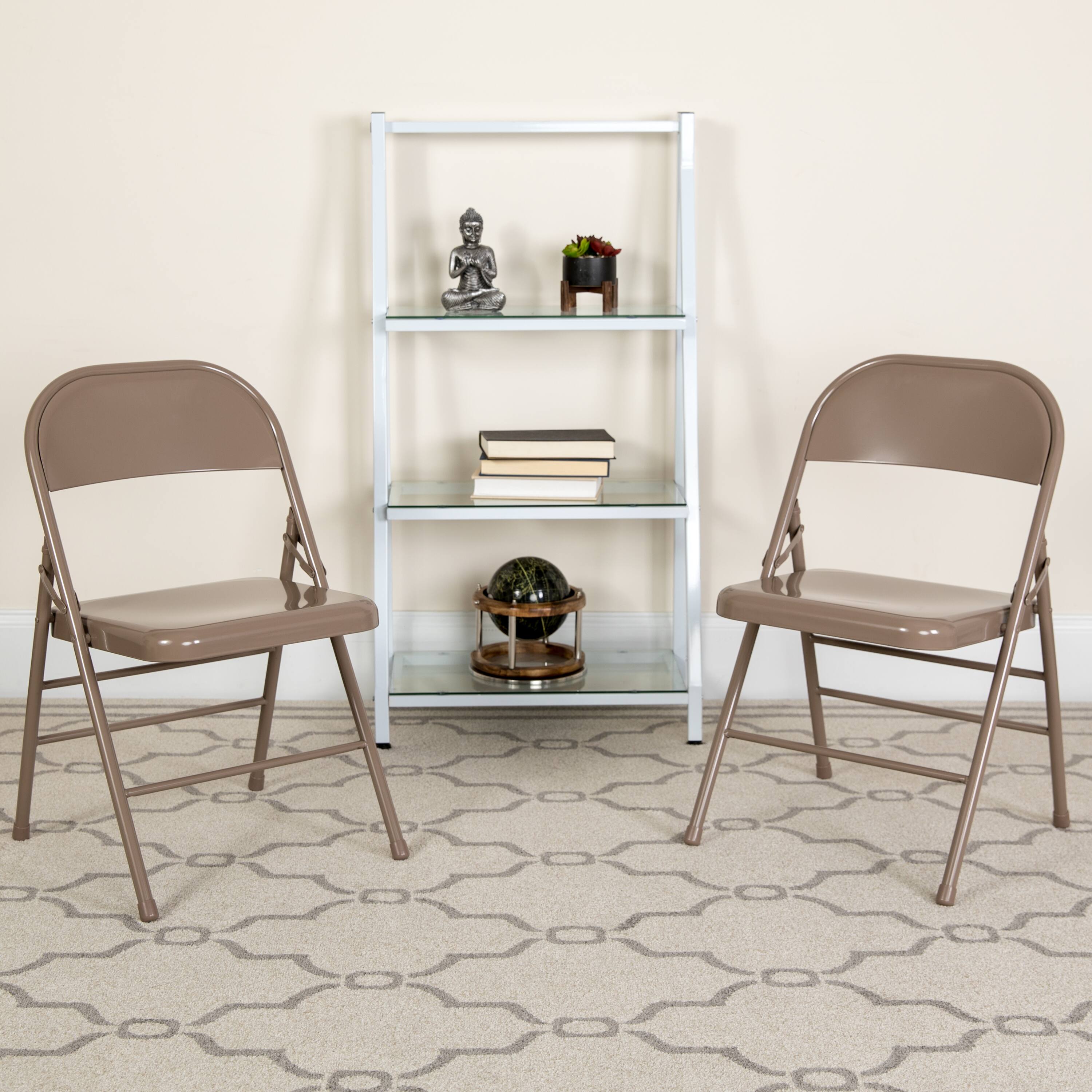 Alt View 2. Emma + Oliver - 2 Pack Home & Office Portable Party Events Steel Metal Folding Chair - Beige.