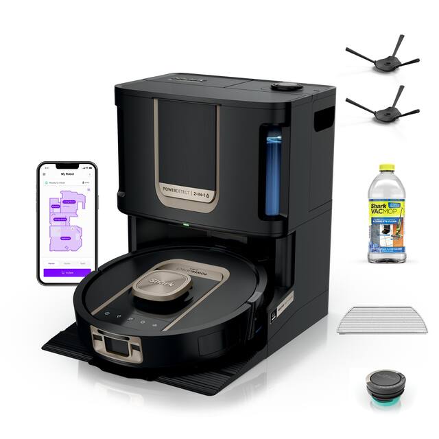 Shark - PowerDetect ThermaCharged Robot Vacuum & Mop with Heated Mop Cleaning NeverTouch Pro Base - Black