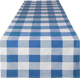 Zulay Kitchen - Zulay Home 14"x72" Table Runner - Thick Poly Cotton Buffalo Plaid Table Runners - Light Blue and White