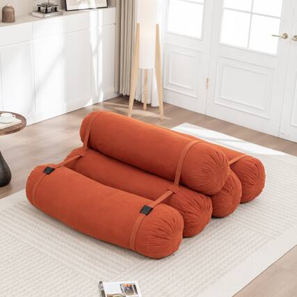 Front. GOODSILO - Adjustable Modular Floor Sofa with Corduroy Fabric for Versatile Lounge Configurations in Living Room or Bedroom - Orange.