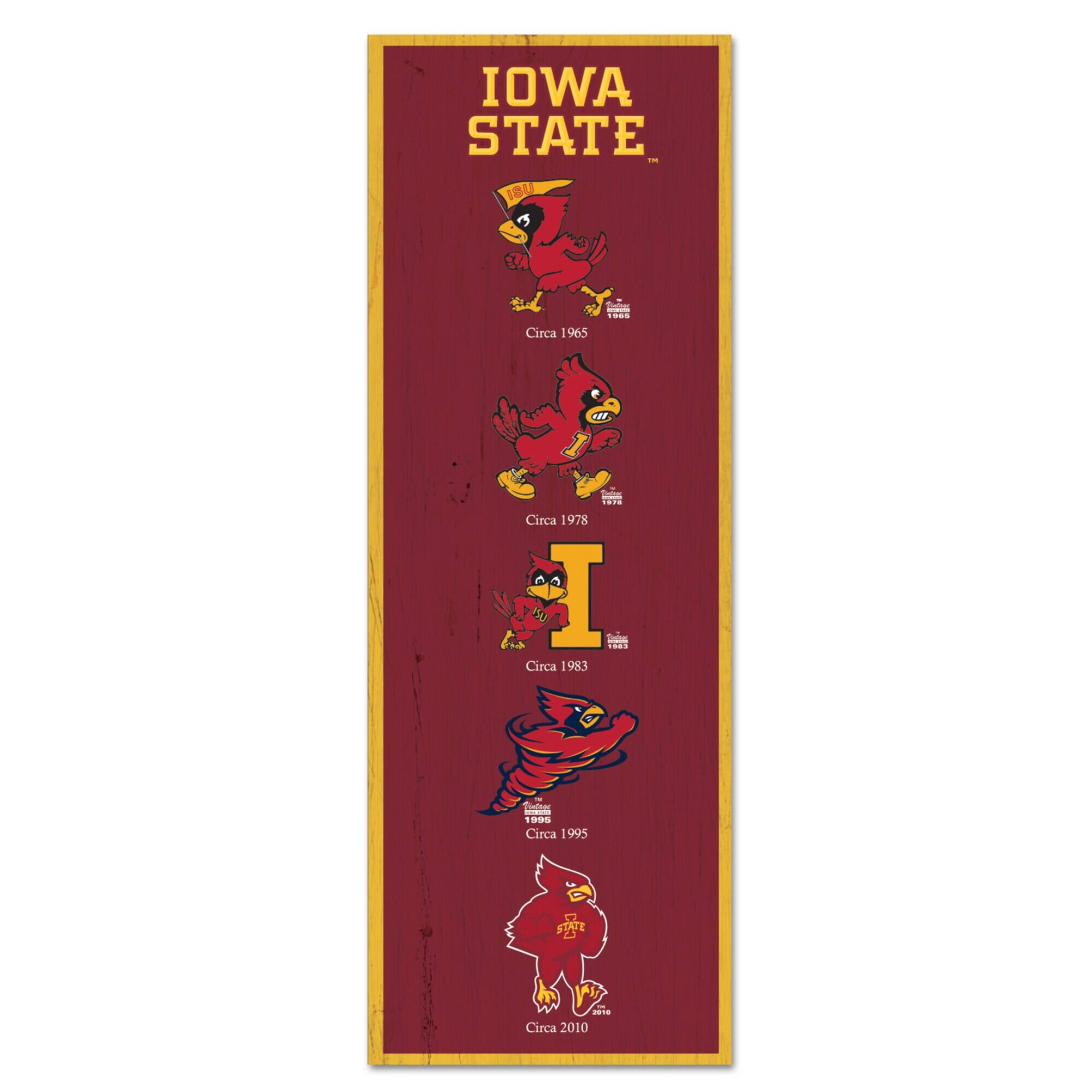 Iowa State Cyclones 6" x 17" Logo Evolution Wood Sign