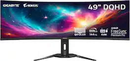 GIGABYTE - Refurbished Excellent - AORUS CO49DQ QD-OLED 49" 144 HZ 5120 X 1440 CURVED GAMING MONITOR - Black