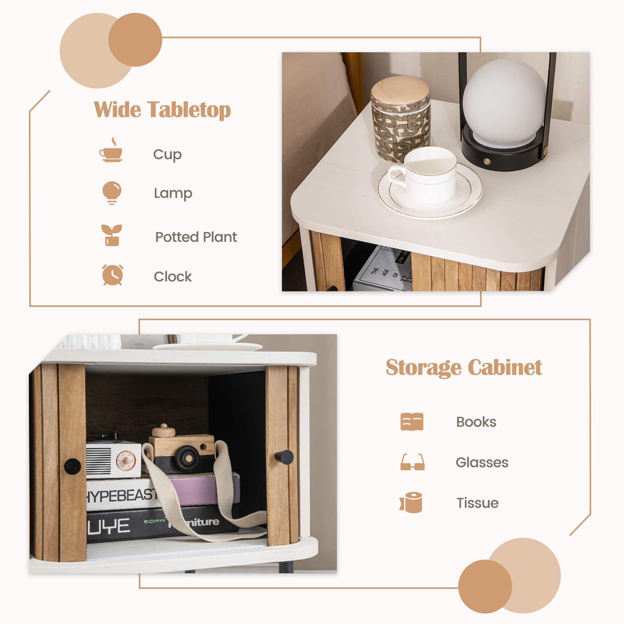 Wide Tabletop Cup Lamp Potted Plant Clock Storage Cabinet Books Glasses Hypebeast Bopa niture UYE Tissue