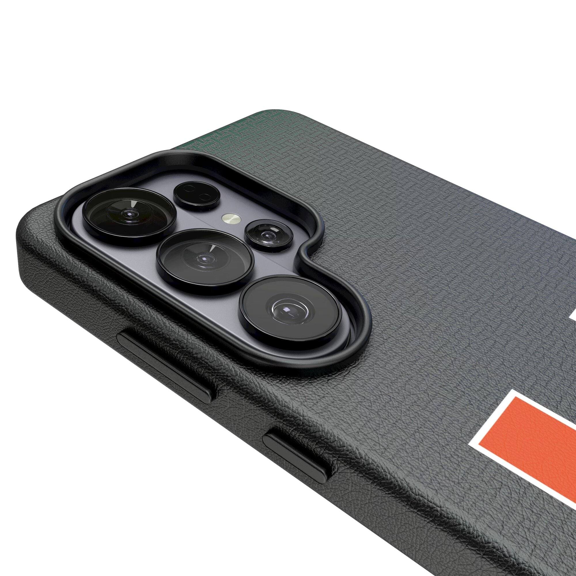 Alt View 2. Keyscaper - Miami Hurricanes Linen Galaxy Magnetic Bump Case - S24 - Black.