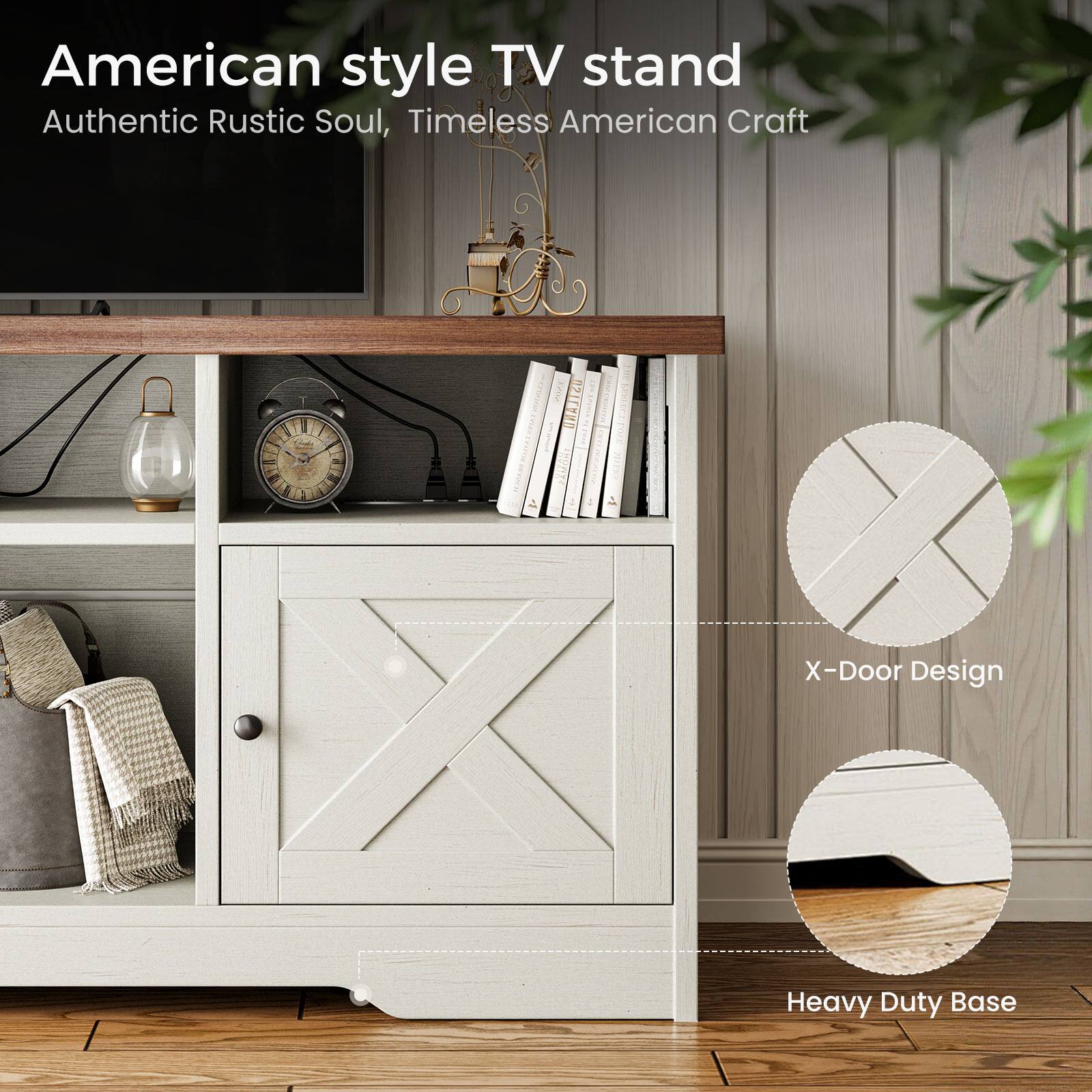 American style TV stand  
Authentic Rustic Soul, Timeless American Craft  

X-Door Design  
Heavy Duty Base