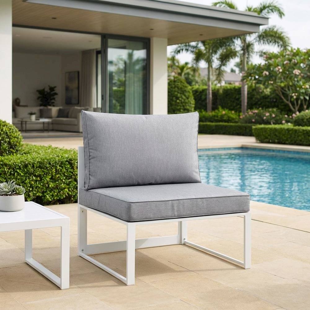 Left. Outdoor Escape - Outdoor Patio Chair With Back Cushion And Sturdy Frame - White.