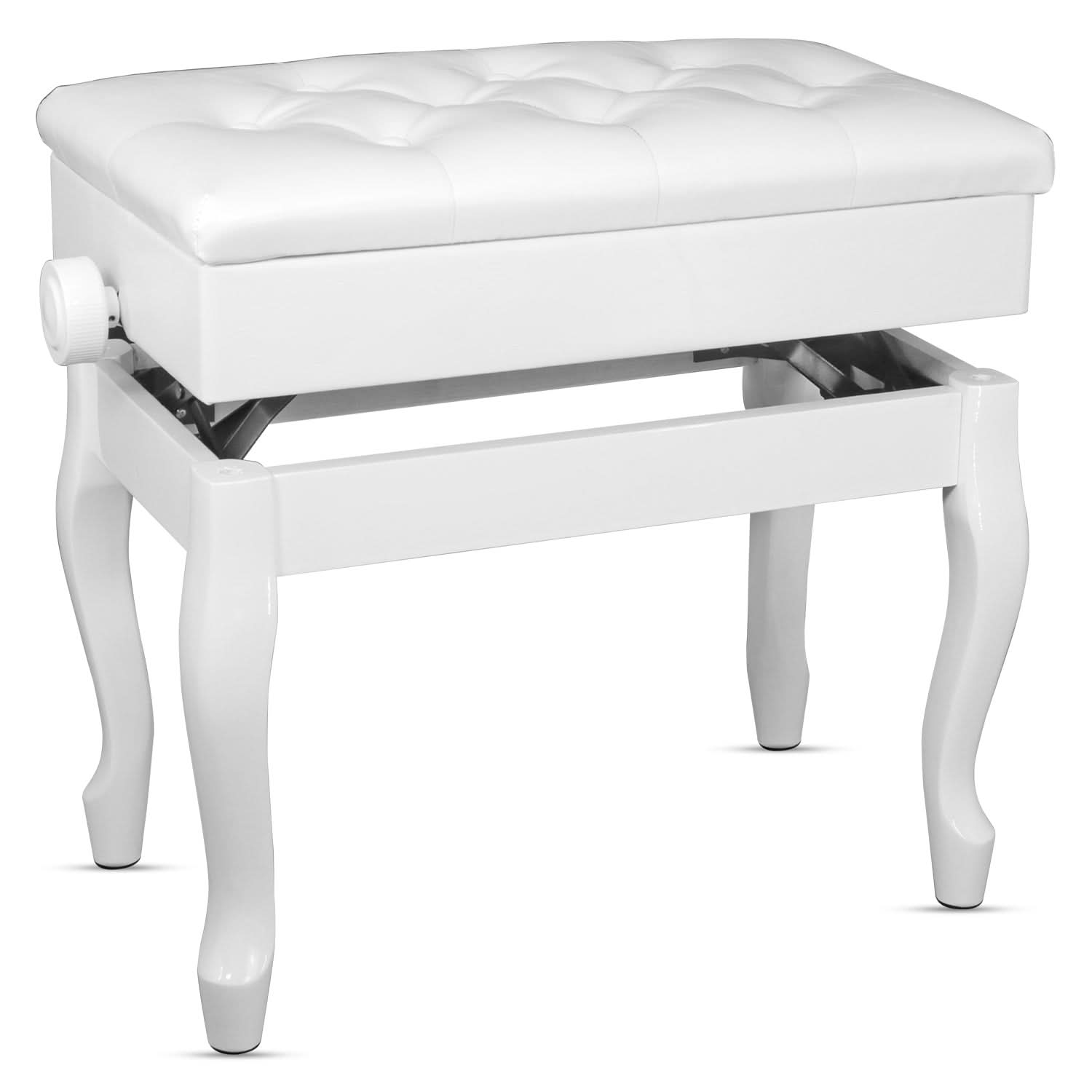 Front. 5 CORE - Piano Bench Wooden Height Adjustable Stool Heavy Duty Keyboard Seat with Storage WHITE - white.