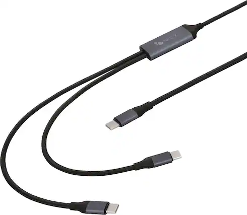 Front. Helix - 4.5' 100W Dual USB-C Power Delivery Cable - Black.
