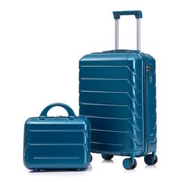 Z-Edge - Carry-on Luggage Set 2 Piece ABS Hardside Suitcase with Spinner Wheels, Combination Lock - Airline-Approved (14" & 20") - Dark Blue