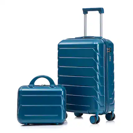 Front. Z-Edge - Carry-on Luggage Set 2 Piece ABS Hardside Suitcase with Spinner Wheels, Combination Lock - Airline-Approved (14" & 20") - Dark Blue.