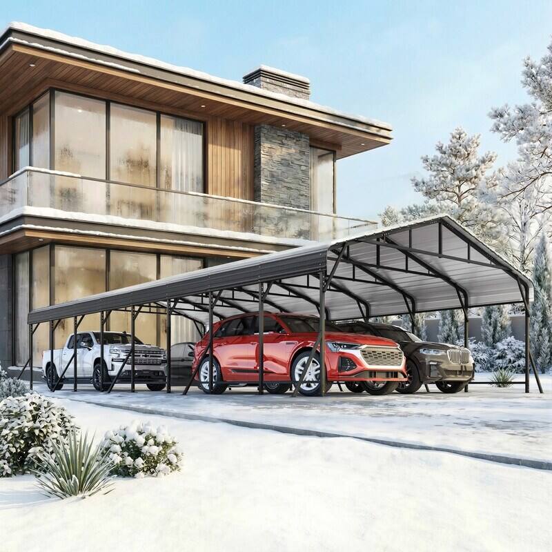 Alt View 6. U-HOMY - Outdoor Carport with Galvanized Steel Roof – All-Weather Shelter for Cars, Boats & Tractors - 20'x40'.