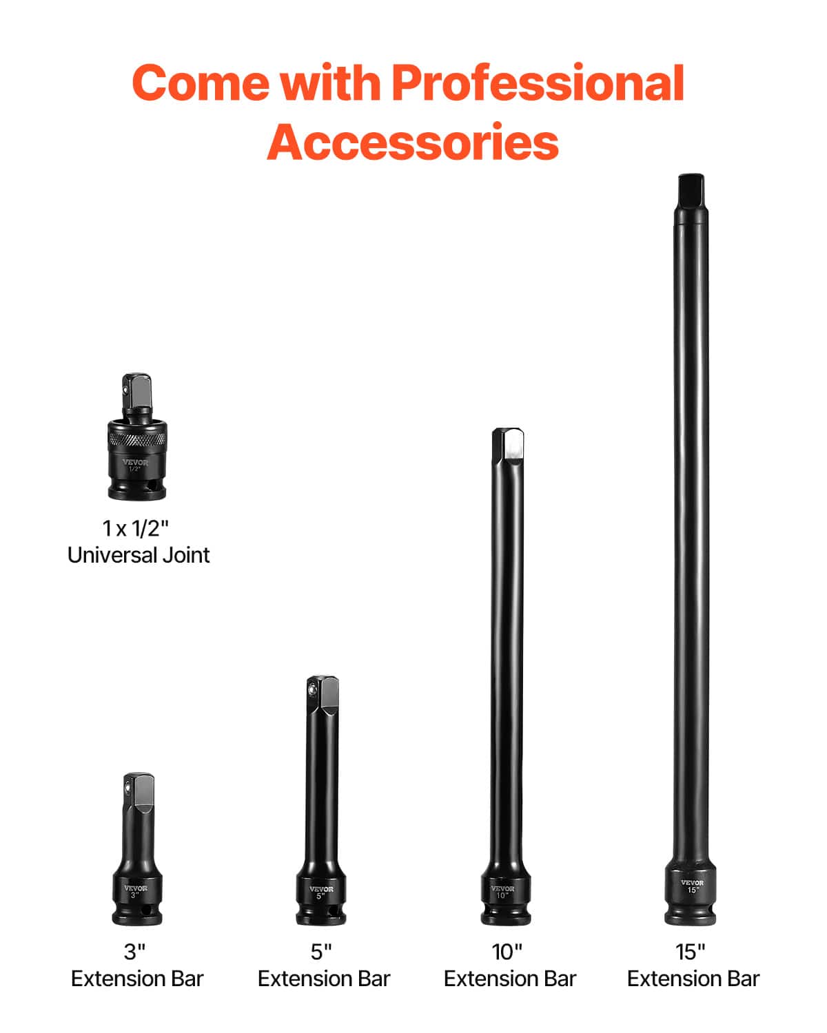 VEVOR Impact Socket Set 1/2 Inches 43 Piece Impact Sockets