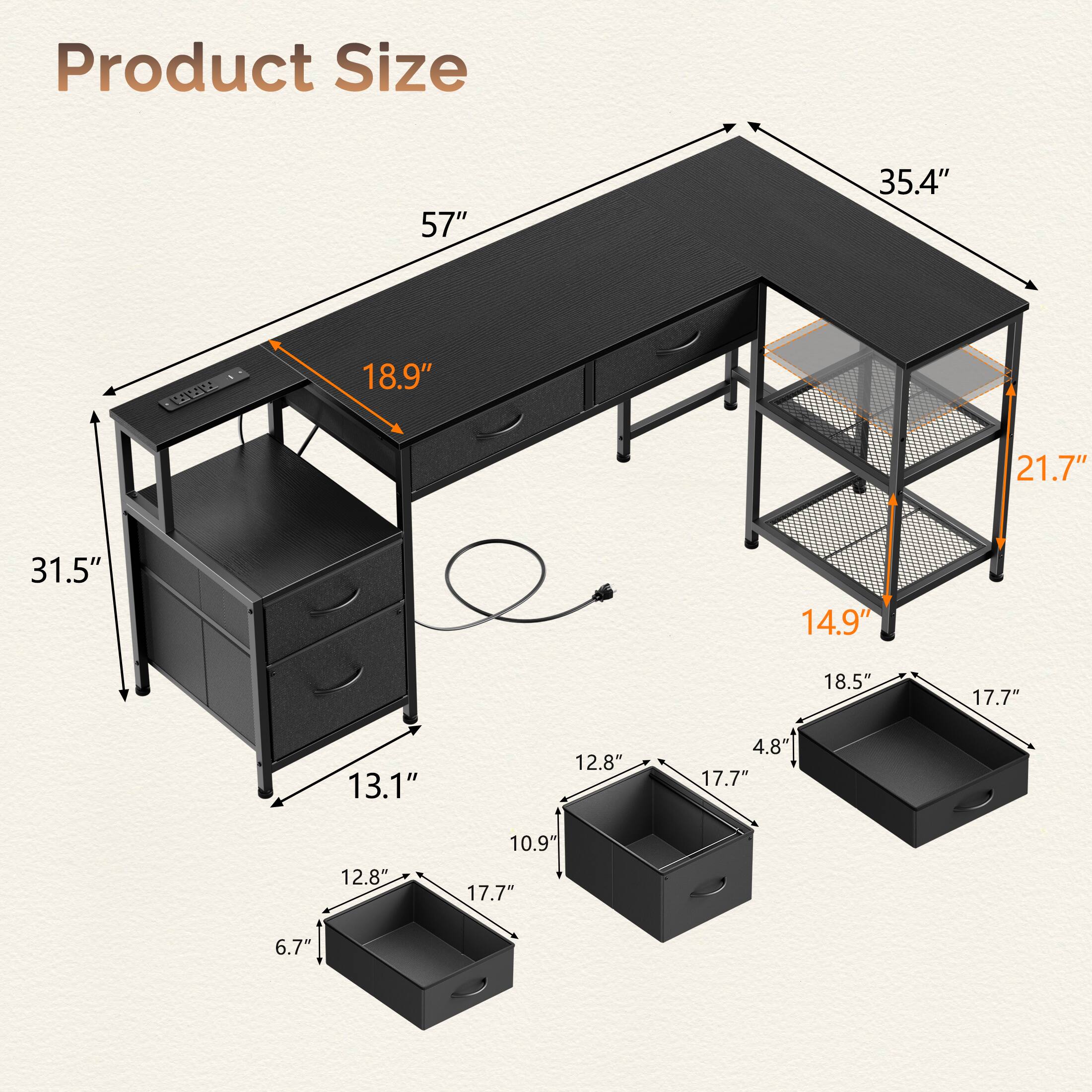 Product Size: 57" x 35.4" x 18.9" x 21.7" x 31.5" x 14.9" x 18.5" x 17.7" x 13.1" x 12.8" x 4.8" x 17.7" x 12.8" x 10.9" x 17.7" x 6.7"