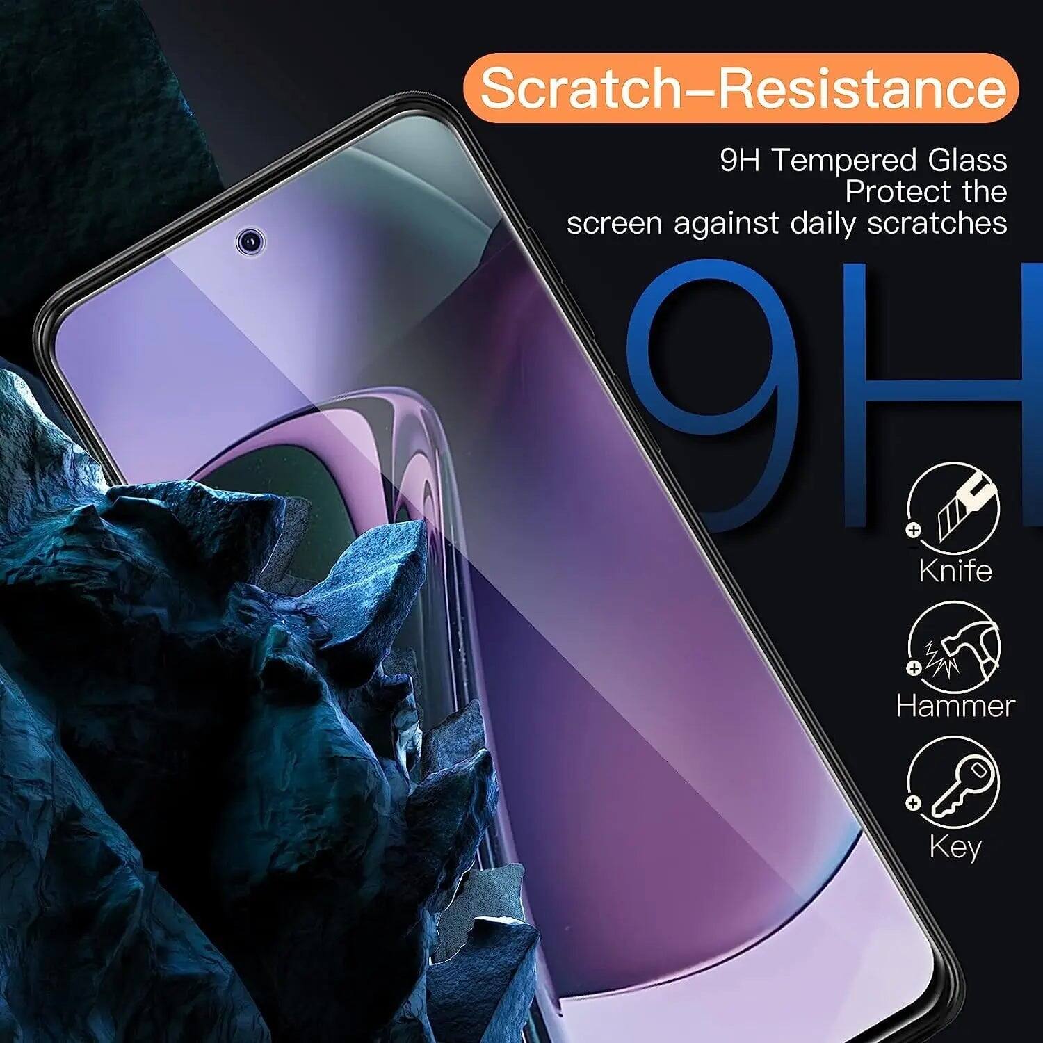 Scratch-Resistance  
9H Tempered Glass Protect the screen against daily scratches  
9H  
Knife  
Hammer  
Key