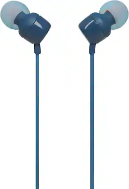 JBL - TUNE 110 BLUE In-Ear Tangle-Free Wired Headphones (Blue)