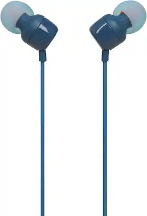 Front. JBL - JBL TUNE 110 BLUE In-Ear Tangle-Free Wired Headphones (Blue).