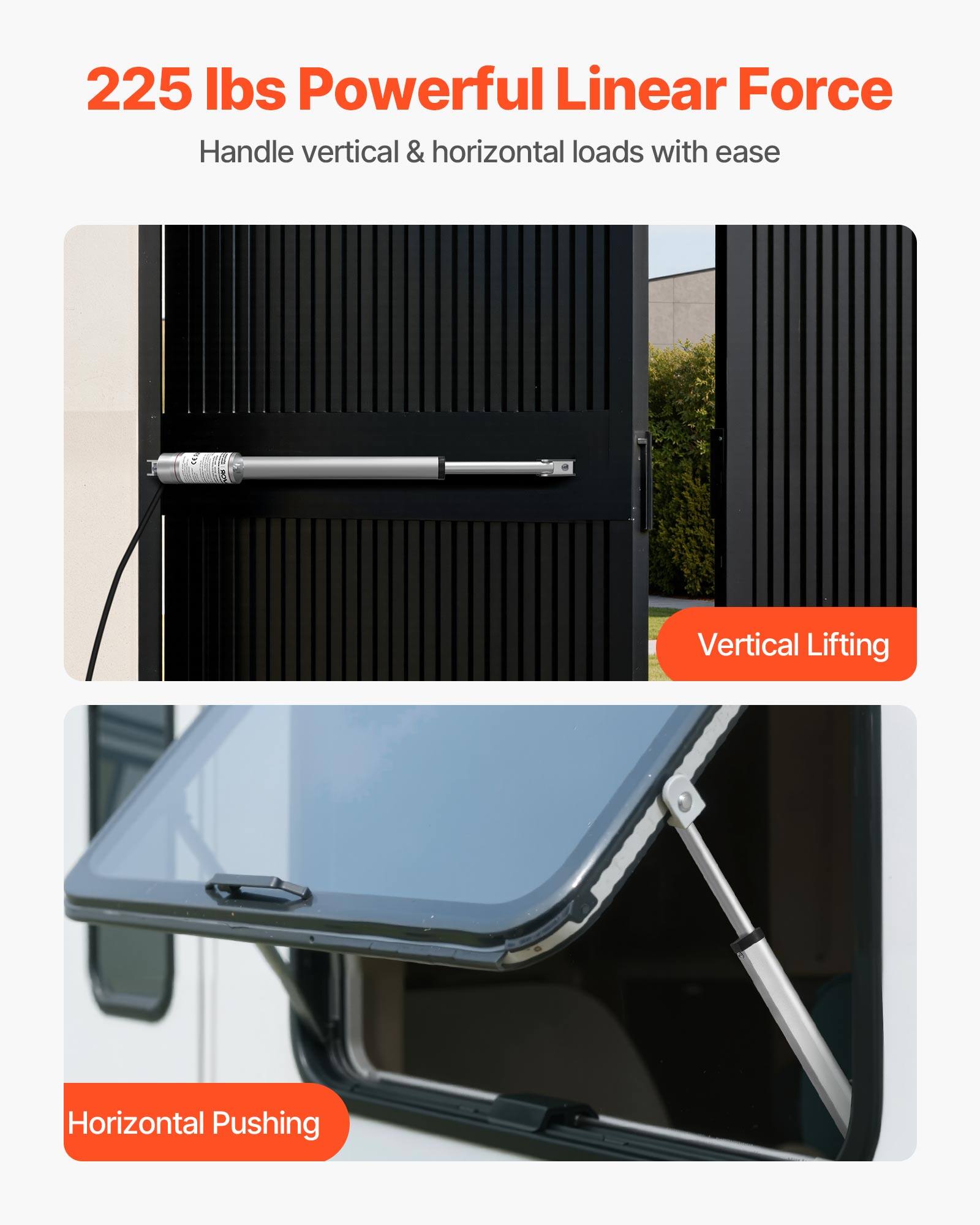 225 lbs Powerful Linear Force  
Handle vertical & horizontal loads with ease  

Vertical Lifting  
Horizontal Pushing