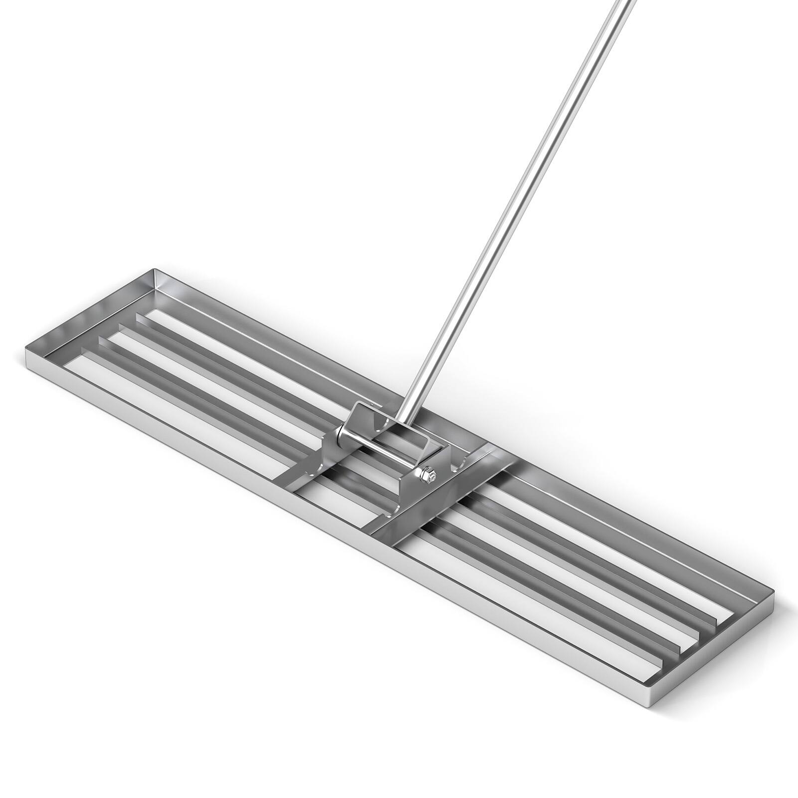 Sugift - 42 x 10 Inch Lawn Leveling Rake with Ergonomic Handle - Silver