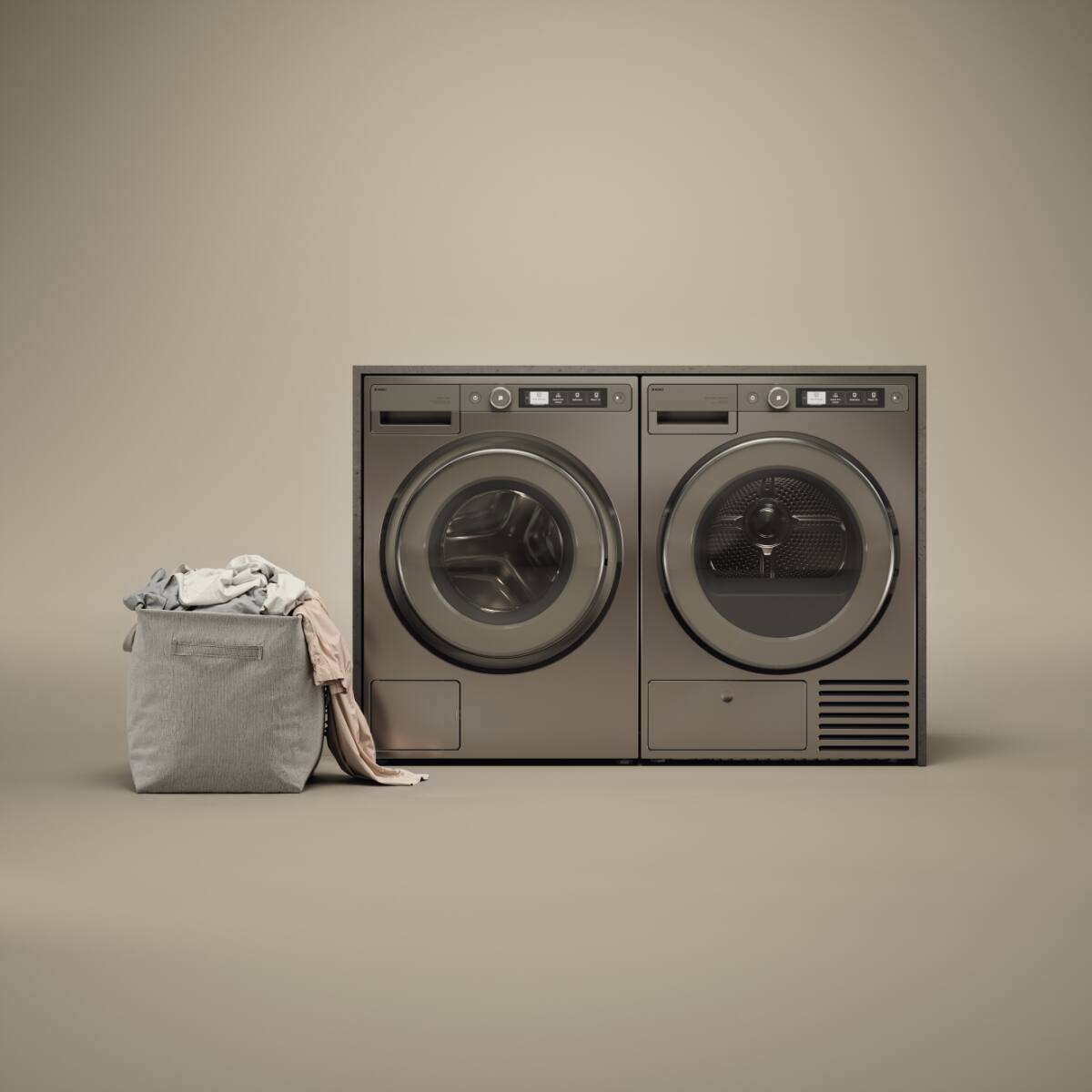 Back. Asko - 5.2 cu. ft. Stackable Electric Vented Dryer - Butterfly Drying System, Soft Drum Technology, 18 Programs – Titanium - Titanium.