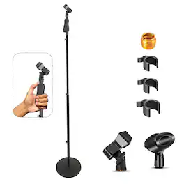 5 CORE - 5Core Universal Microphone Stand Height Adjustable 35 to 57" Round Base Floor Mic Holder Metal Build-MS RBL HND CLCH