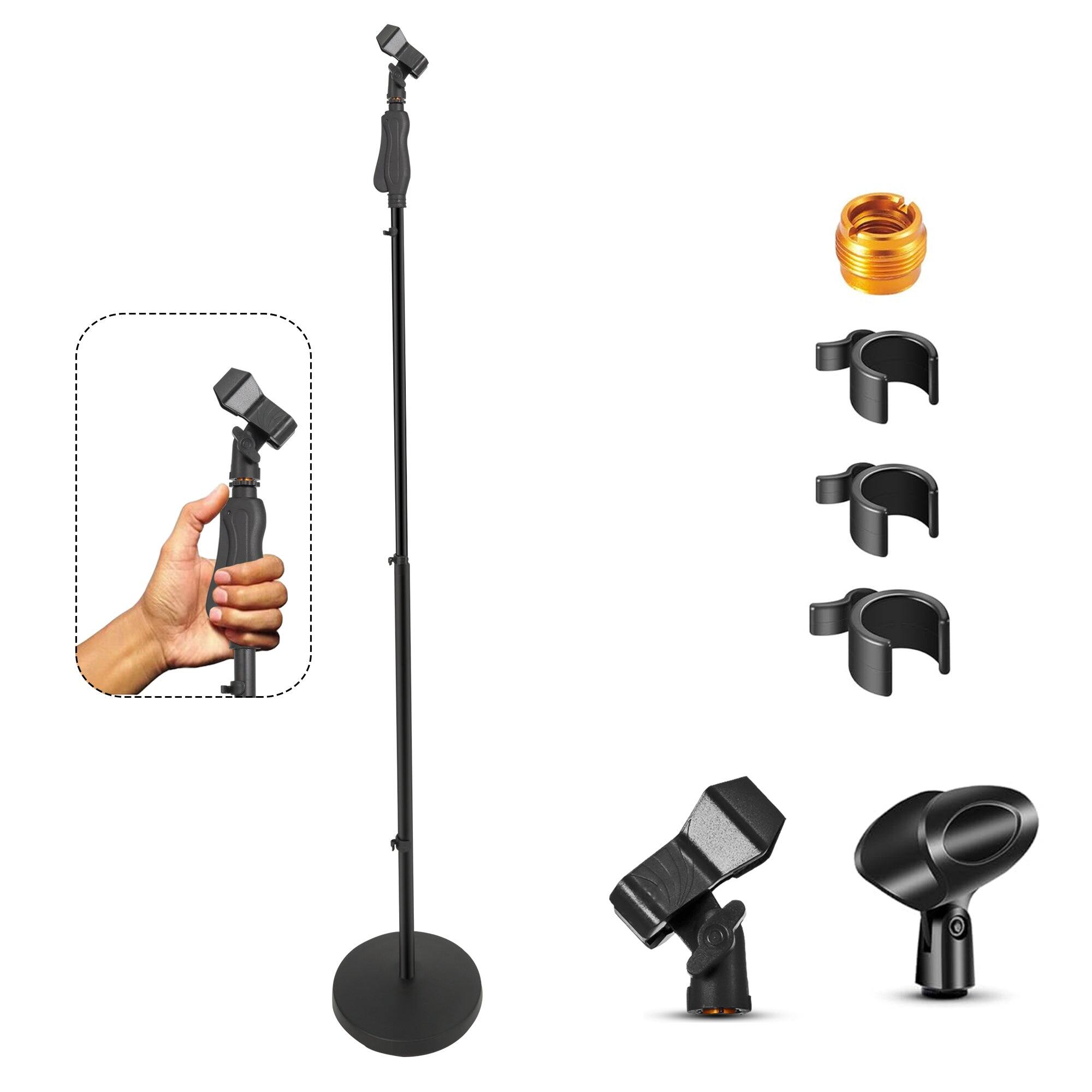 5 CORE - 5Core Universal Microphone Stand Height Adjustable 35 to 57" Round Base Floor Mic Holder Metal Build-MS RBL HND CLCH