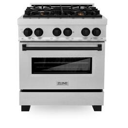 ZLINE - Autograph 30 in. Legacy Dual Fuel Range in Satin Steel & Black Accents (RASZ-SN-30-MB) - Stainless Steel