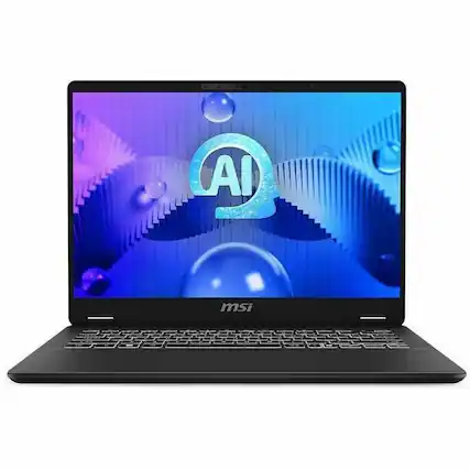 Front. MSI - MSI Prestige 14 AI Studio C1VFG-064US 14" Notebook - 2.8K - 60 Hz - Intel Core Ultra 9 185H - Intel Evo Platform - Stellar Gray.