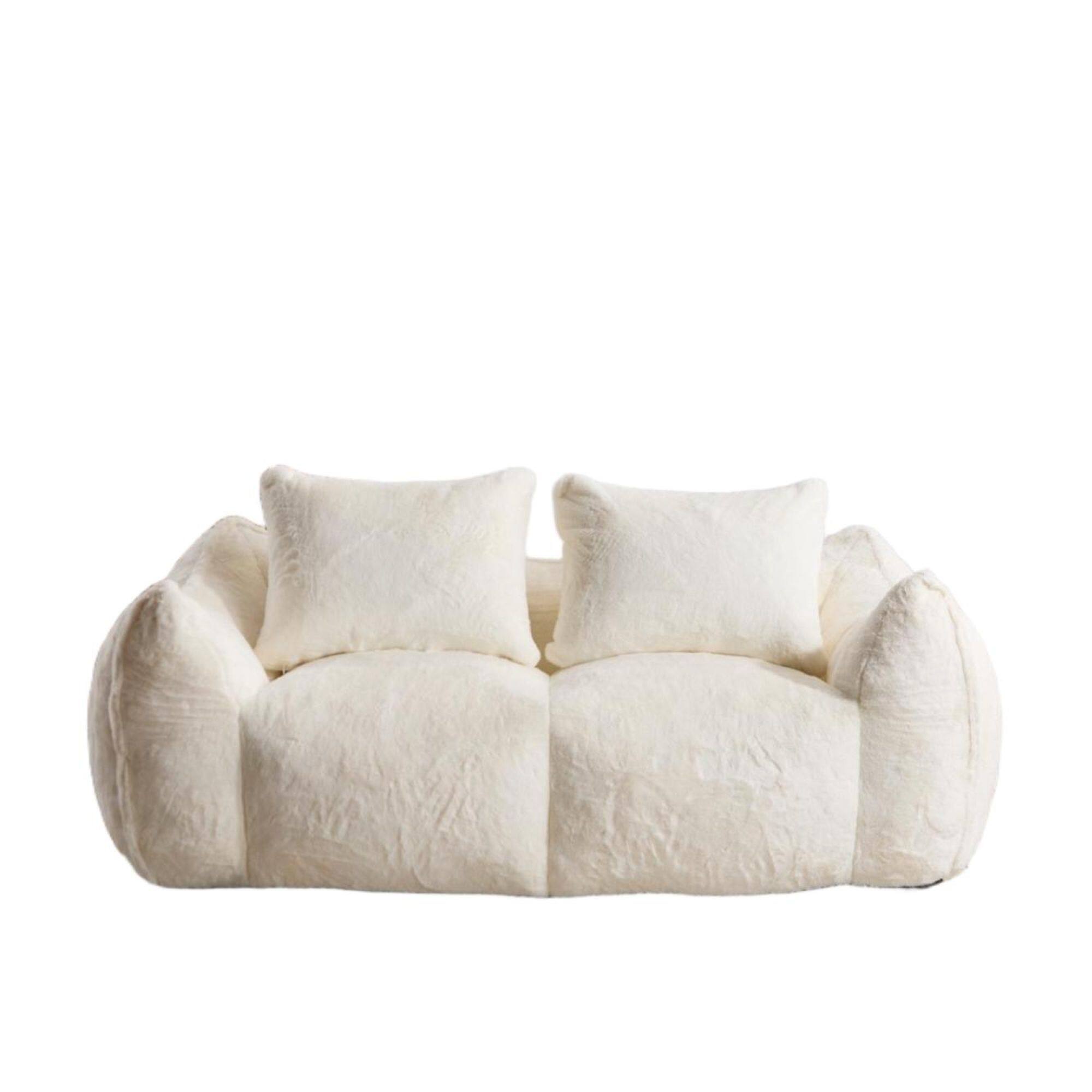 Alt View 1. Whisen - 2-Seater Giant Bean Bag Couch, Soft Faux Fur Oversized Loveseat Sofa for Living Room & Bedroom - White.