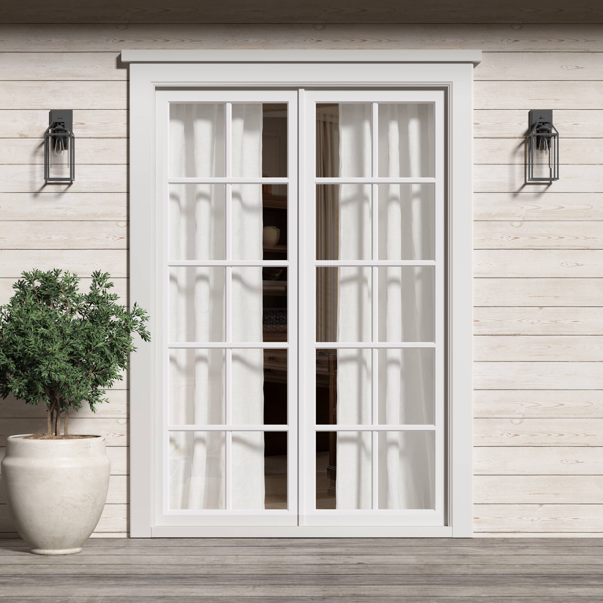 Alt View 4. BreeBe - 2 PCS 52x108' Rod Pocket with Back Tab Privacy Curtain Pair White - White.