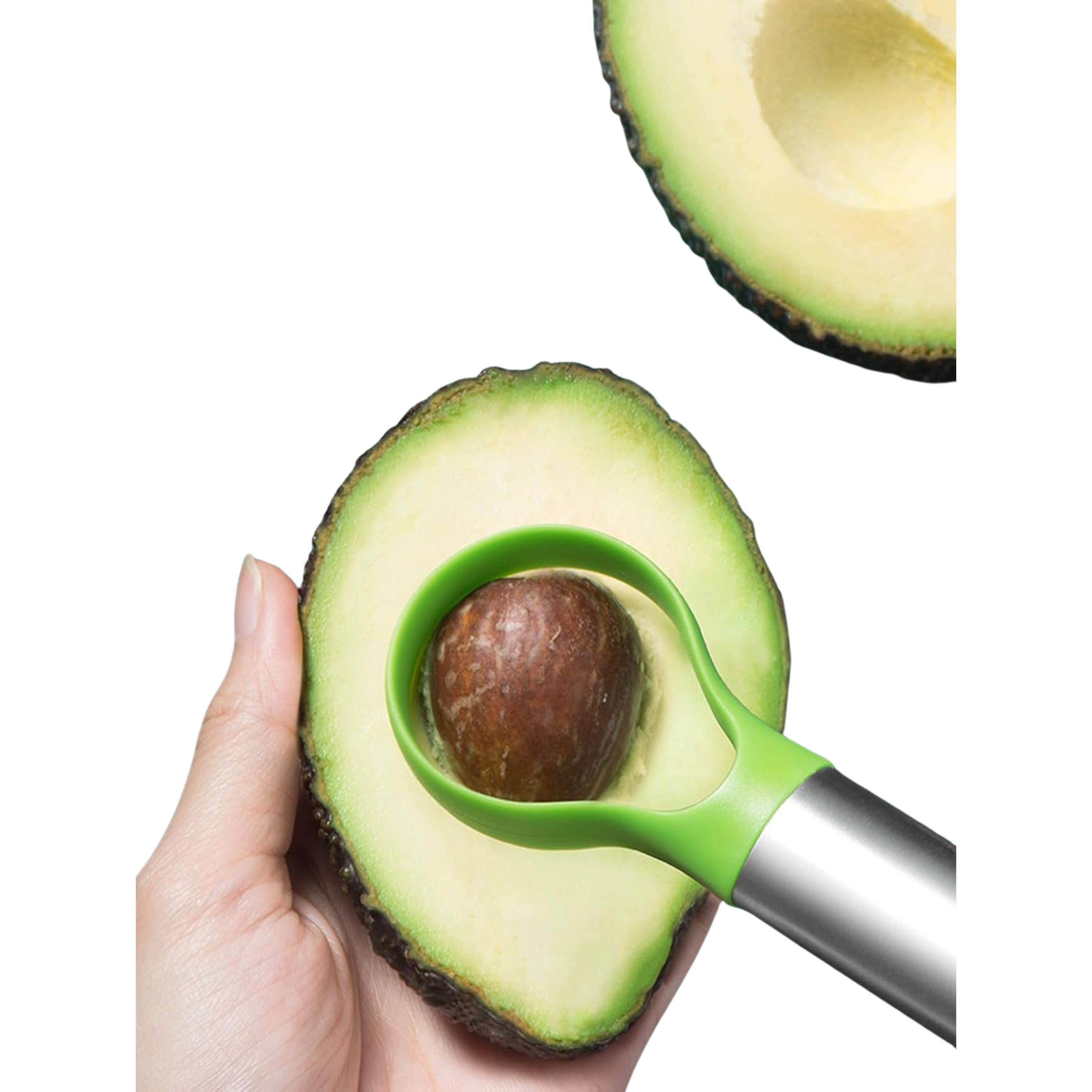 Back. Kitcheniva - 2-in-1 Stainless Steel Avocado Dragon Fruit Slicer and Pit Remover.