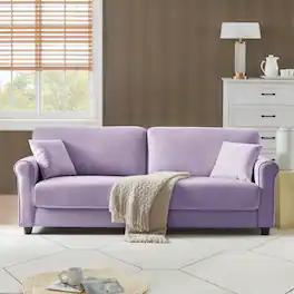 Electra Tech Xpress - FREEHOMAE-Modren 82.48'' Velvet Fabric Couch, 3 Seater Sofa, Big Loveseat for Living Room - Light Purple