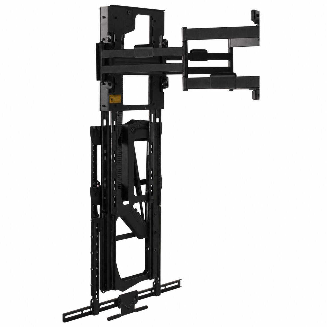 Alt View 4. MantelMount - MAX1 Full Motion Fireplace Pull Down TV Mount-Lowers 29", Swivels 40° L/R, 3" Flush to Wall, for TVs 50"-86" to 90 lbs - Black.