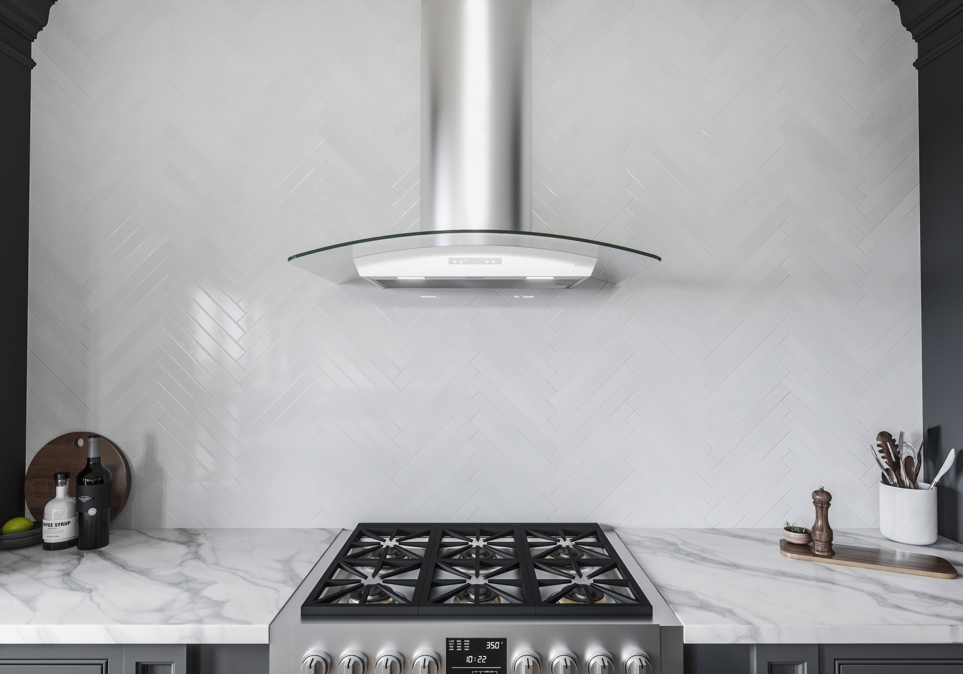 Alt View 11. Zephyr - Milano 36 in. 700 CFM Wall Mount Range Hood with LED Light - Stainless Steel.