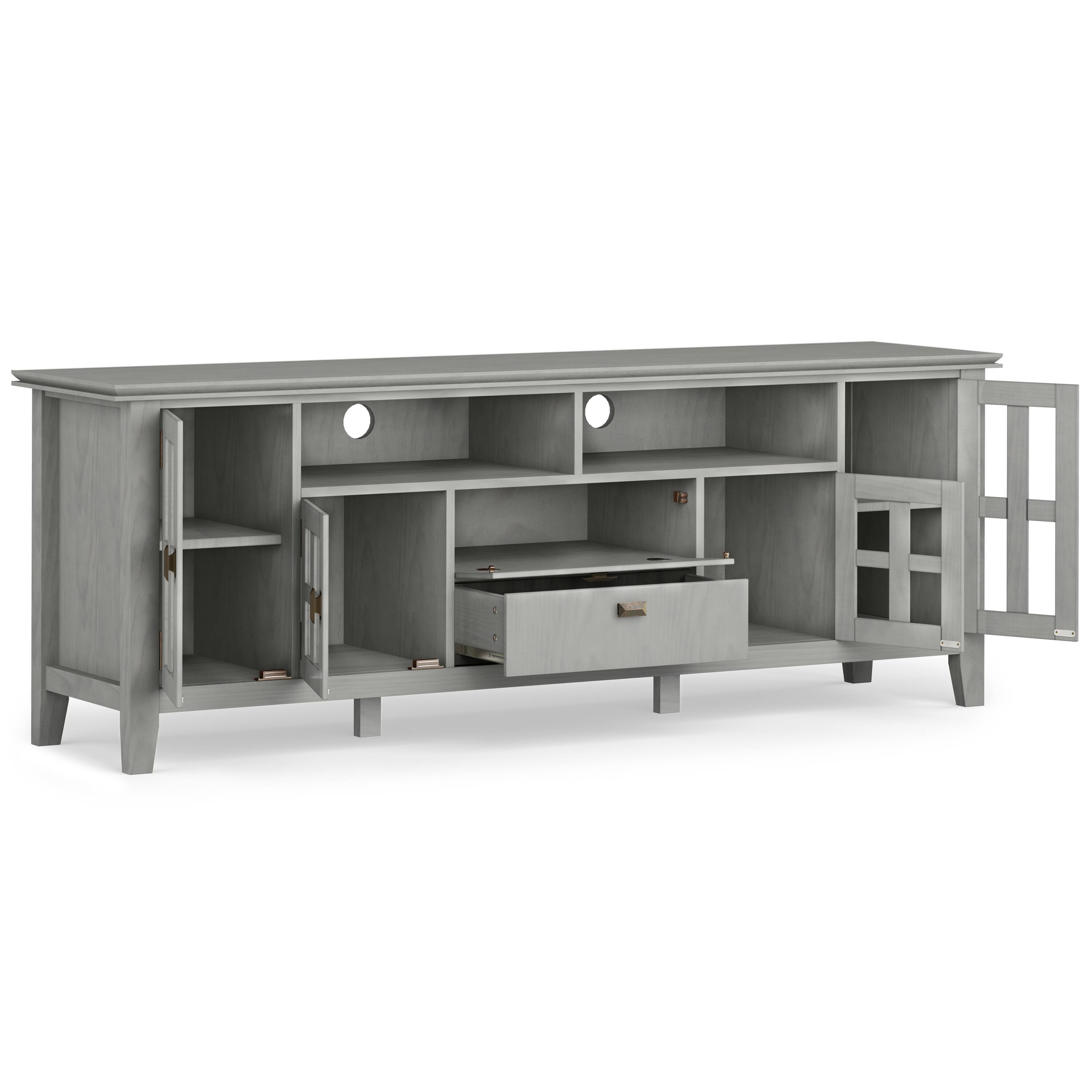 Alt View 1. Simpli Home - Artisan SOLID WOOD 72 inch Wide Contemporary TV Media Stand in Fog Grey For TVs up to 80 inches - Fog Grey.