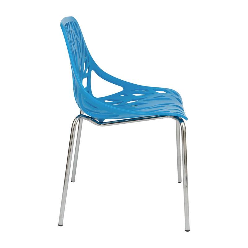 Alt View 1. LeisureMod - Asbury Stackable Modern Dining Chair with Cut Out Design and Chrome Legs Side Chair for Home Living Room - Blue.