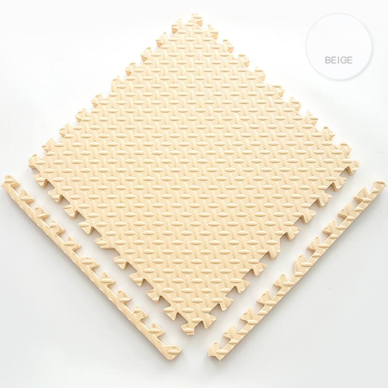 Front. Auledio - Leaf pattern splicing creep pad 30 * 30 * 1.0cm beige, foam floor puzzle sports pad, suitable for infants, classrooms - Beige.