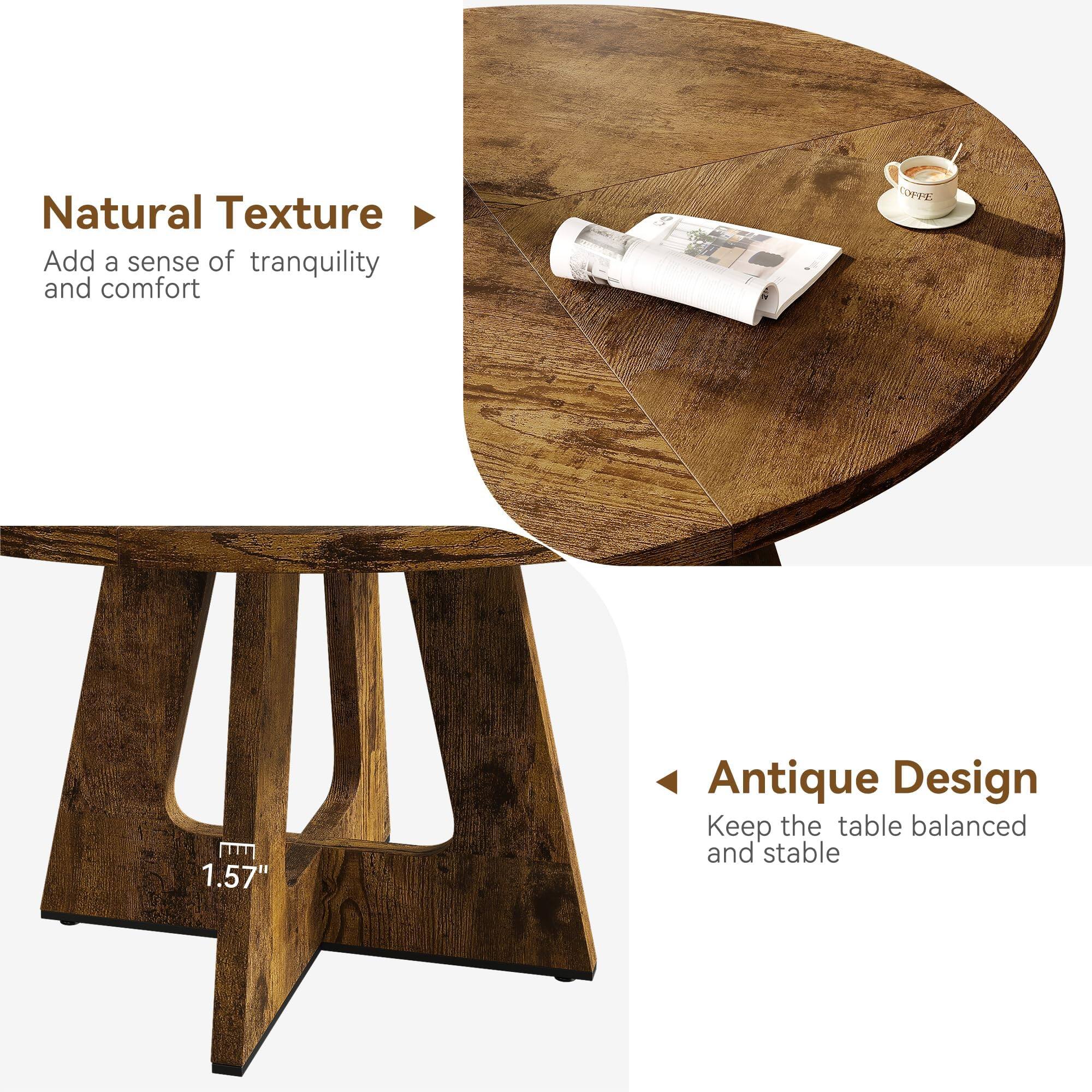 Natural Texture  
Add a sense of tranquility and comfort  

Antique Design  
Keep the table balanced and stable  

1.57"