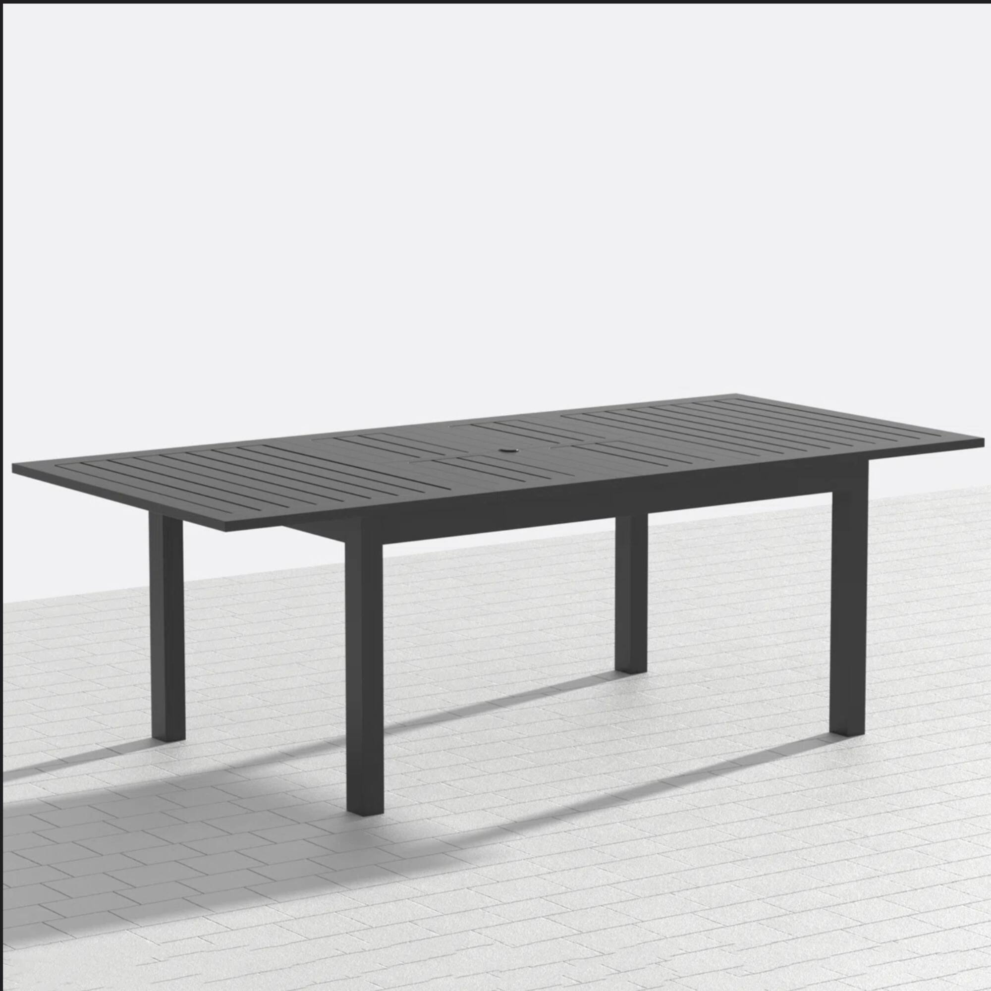 Alt View 2. Mondawe - 63"-92" Extendable Aluminum Outdoor Dining Table - Grey.