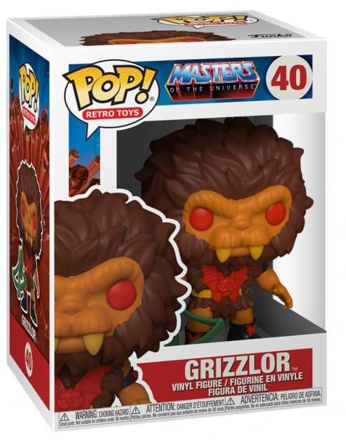 POP! Retro Toys  
Masters of the Universe  
40  

Grizzlor  
Vinyl Figure / Figurine en Vinyle / Figura de Vinil  

Warning: Choking Hazard  
Attention: Danger d'Étouffement  
Advertencia: Peligro de Asfixia