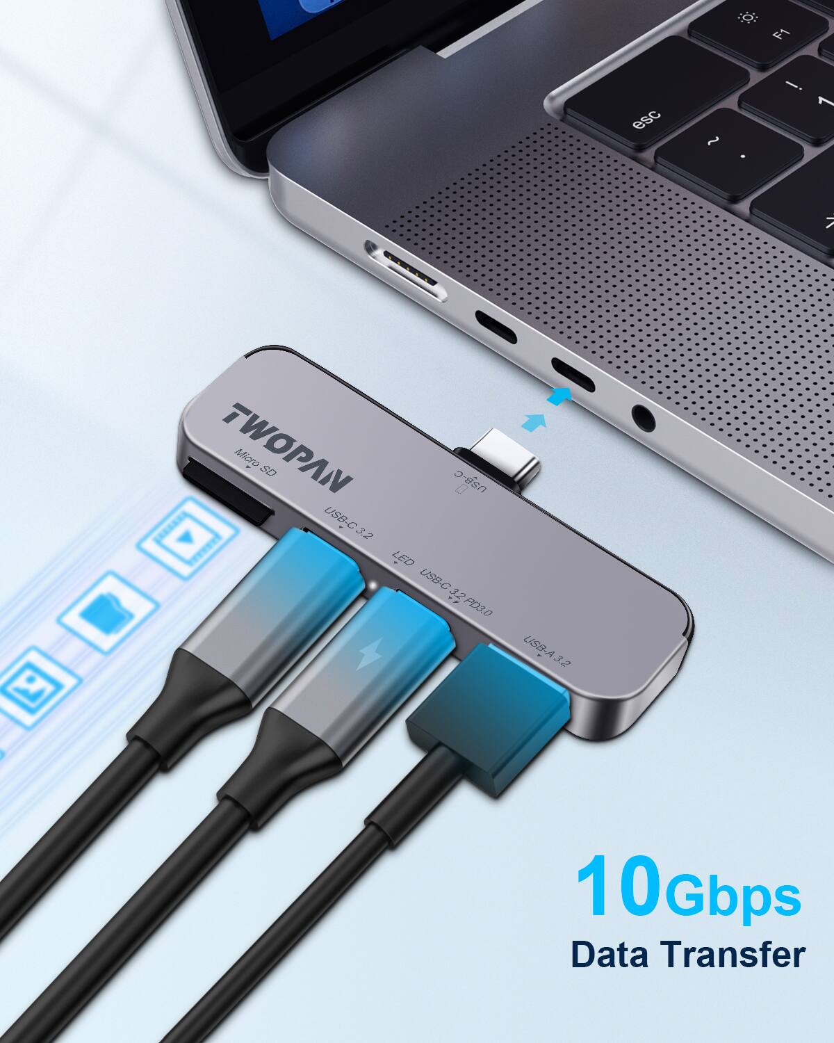 TWOPAN Micro SD USB-C 0 USB-C 3.2 LED USB-C USB-C32P030 1 P03.0 USB-A3.2 32 10 UGbps Data Transfer