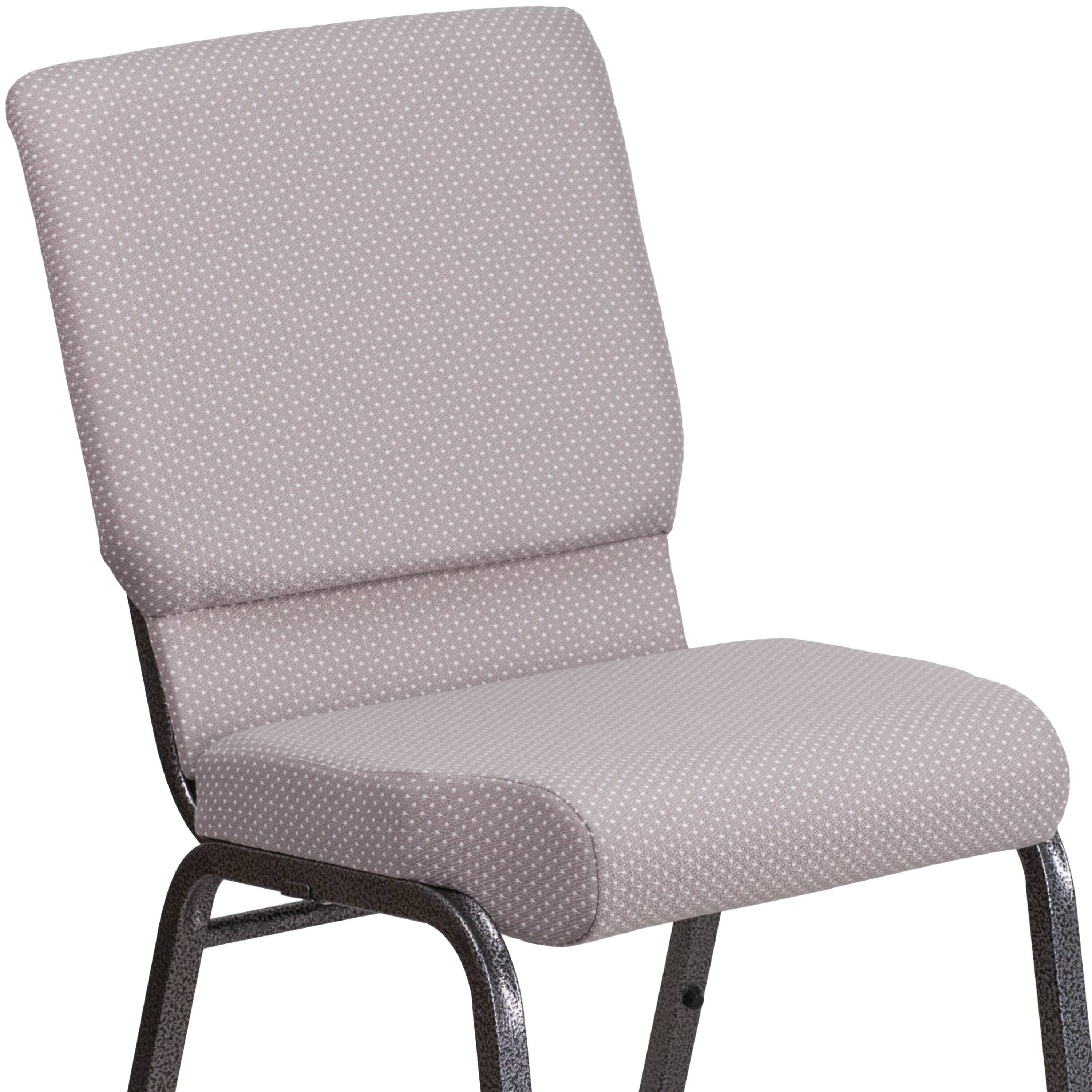Alt View 5. Emma + Oliver - 18.5"W Stackable Church/Reception Guest Chair - Gray Dot Fabric/Silver Vein Frame.